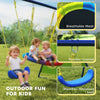 Adjustable 4-in-1 Kids Swing Set with Saucer Swing Basketball Hoop Football Goal
