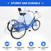 24 Inch Adult Trike Tricycle Foldable 3 Wheel Bike 7-Speed With Basket Blue UK