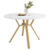 Round Dining Table, Kitchen Table with White Marble Effect Tabletop & Gold Frame