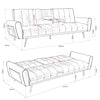 Lora Sofa Bed 3 Seater Faux Leather Click Clack with 2 Cup Holders - Beige