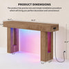 Farmhouse Console Table w/LED Lights&Charging Station Narrow Entryway Sofa Table