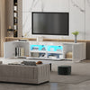 200cm All High Gloss White TV Stand Cabinet Unit Doors Storage with LED Cupboard