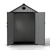 6×4FT Plastic Garden Shed Lockable Outdoor Storage Shed Bike Tool House W/ Floor