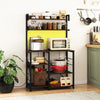 Coffee Bar Station Kitchen Bakers Rack with Power Outlet-Brown