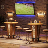 Round Bar Table, 39.4" H High Top Cocktail Bistro Pub Table with Metal Footrest