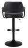 2 X PLUSH BLACK BAR STOOLS, GAS LIFT, BREAKFAST KITCHEN BAR PADDED ARMS & BACK