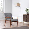 Linen/Distressed Leather Lounge Chair Occasional Retro Tub Armchair Padded Seat