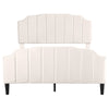 4FT6 DOUBLE BED UPHOLSTERED BED FRAME WITH HEADBOARD AND SOLID WOOD SLATS BEIGE