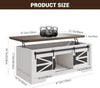 Lift Top Coffee Table with Sliding Barn Door Hidden Storage Lifting Table Top