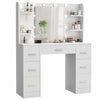Large Dressing Table Wood Makeup Desk with Hollywood LED Mirror 7 Drawer Tykkleb