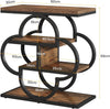 Narrow Side Table, Rustic 4-Tier Small Wooden End Table with Curved Metal Frame