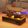 Coffee Table with LED High Gloss Black Coffee Table Centre 2 Drawers Rectangular