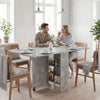 Mobile Drop Leaf Dining Table Folding Desk w/ 2 Wheels Cement Grey