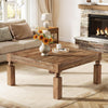 Square Wood Coffee Table, 39-Inch Farmhouse Accent Center Table for Living Room