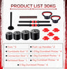 30KG Adjustable Dumbbell Barbell Kettlebell Push Up Bar/Stand 6-in-1 Weight Set