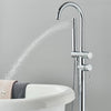 Bathroom Chrome Freestanding Bath Tub Filler Mixer Tap Hand Shower Floor Mounted