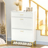 Shoe Storage Cupboard with 2 Flip Doors and Sliding out Drawer, White