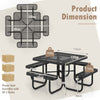 Heavy Duty Square Picnic Table & Bench Garden 116cm Coated Steel Table