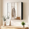 Wooden Hanging 2-Tier Storage Cabinet Medicine Cabinet with Mirror