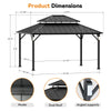 3.6 x 4.3m Hardtop Gazebo Galvanized Steel Double Roof w/ 4 LED Lights,Curtains