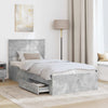 Bed Frame with Drawer Concrete Grey 90 x 190 cm Engineered Wood