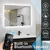 Bluetooth Bathroom LED Mirror With Demister Pad Touch Sensor Lights 600x800mm