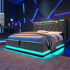 Ottoman Hydraulic Storage King 5ft Grey Upholstered Bed Frame with LED Lights