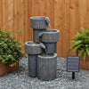 Stone Effect Fountain Solar Power LED Light Patio Water Feature Statues Outdoor