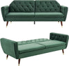 3 Seater Velvet Sofa Bed Click Clack 5 Colour Luxury Button Tufted Sleeper Couch