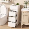 Slim Bathroom Floor Cabinet Storage Unit Tower with 3 Drawer & 4 Compartments