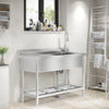 Commercial Stainless Steel Kitchen Sink Single Bowl Wash Basins Drainer Unit UK
