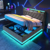 Ottoman Hydraulic Storage King 5ft Grey Upholstered Bed Frame with LED Lights