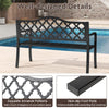 128CM Patio Bench Slatted Metal Garden Bench for 2-3 People Black