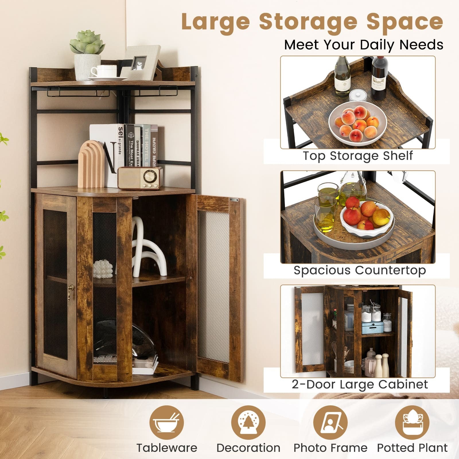 Corner Bar Cabinet Industrial Wine Cabinet – Quildinc