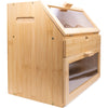 3 Compartment Bamboo Bread Bin Loaf Double Layer Storage Rack Box With Drawer
