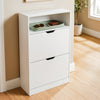 2 Drawer Shoe Cabinet with Shelf Slim Space-Saving Storage,White for 10+ Pairs
