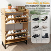 Rattan Shoe Storage Cabinet & 2 Flip Drawers Wooden Shoe Organiser for Hallway