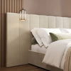 Beige Velvet Double Ottoman Bed with Wide Headboard - Iman IMN001DA