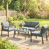 Aluminium Garden Furniture Set, 4 Seater Outdoor Patio Furniture, Black