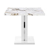 Halo High Gloss Dining Table In White And Milo Marble Effect