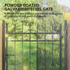 Galvanised Steel Garden Fence Gate Door with Lock Handle for Entrance Way, Black