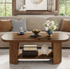 Oval Coffee Table, 2-Tier Modern Coffee Table Accent Center Table with Storage