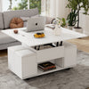 LIFT UP TOP WOODEN COFFEE TABLE WITH STORAGE, CONVERTIBLE DINING TABLE & CHAIRS