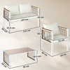 4 Piece Rattan Garden Furniture Set with Loveseat, Armchairs, Table, Cream White