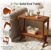 Solid Wood End Table 2-Tier Modern Sofa Side Table with Storage for Living Room