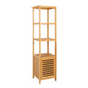 140cm Tall Bathroom Cabinet Freestanding Storage Unit w/ 3 Shelves Slim Cupboard