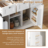 Kitchen Island Storage Trolley Cart with Drop Leaf, Drawers & Spice Racks, White