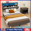 4FT6 DOUBLE BED FRAME WITH DIMMABLE RGB LIGHT UPHOLSTERED STORAGE HEADBOARD Pale