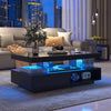 High Gloss RGB LED Coffee Table With Storage Drawer Wooden Living Room Furniture