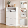 2 Drawer Shoe Cabinet with Shelf Slim Space-Saving Storage,White for 10+ Pairs